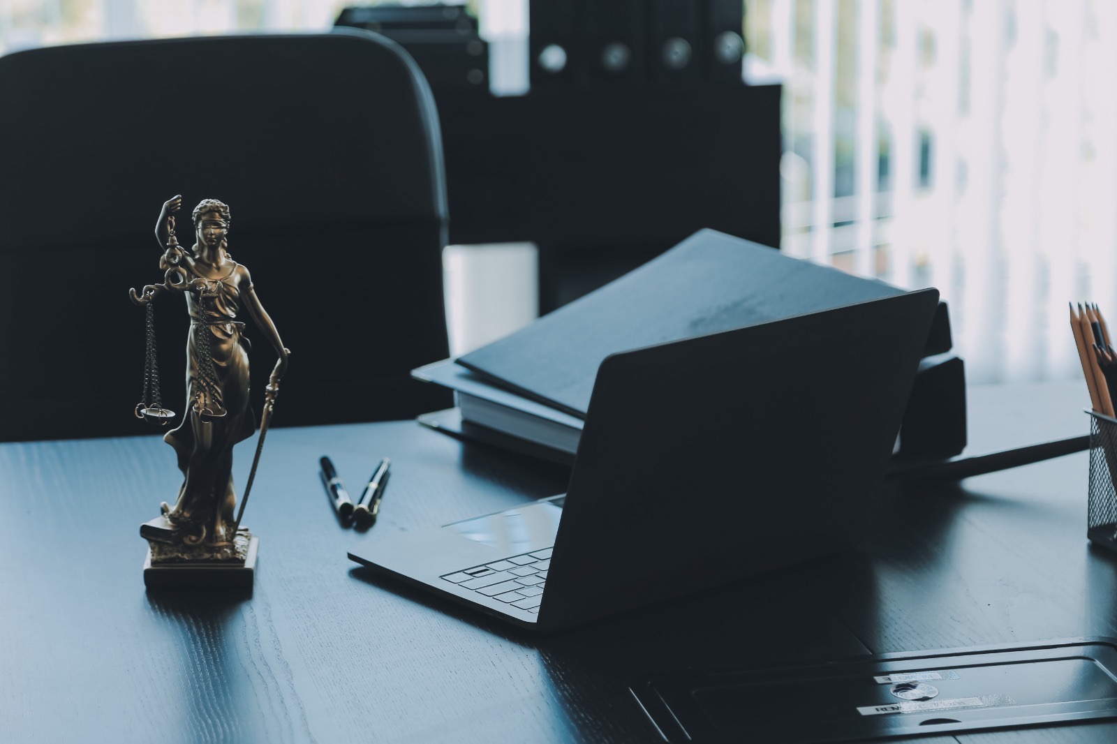 Legal professional at desk